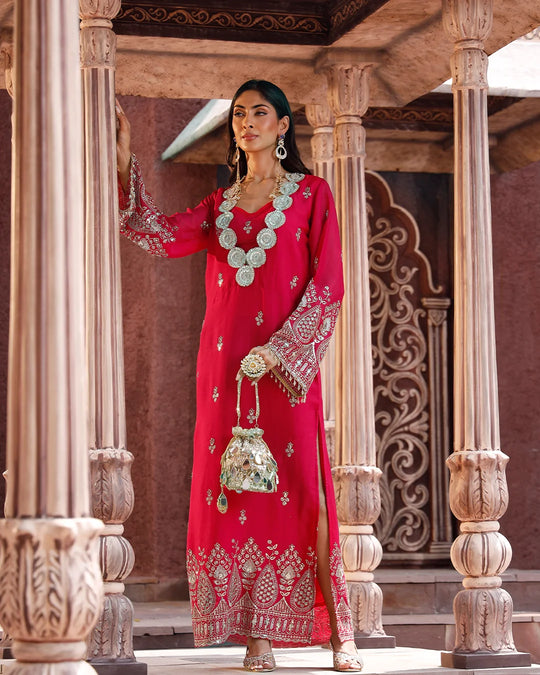 Gulabi Darbar Embroidered Kaftan
