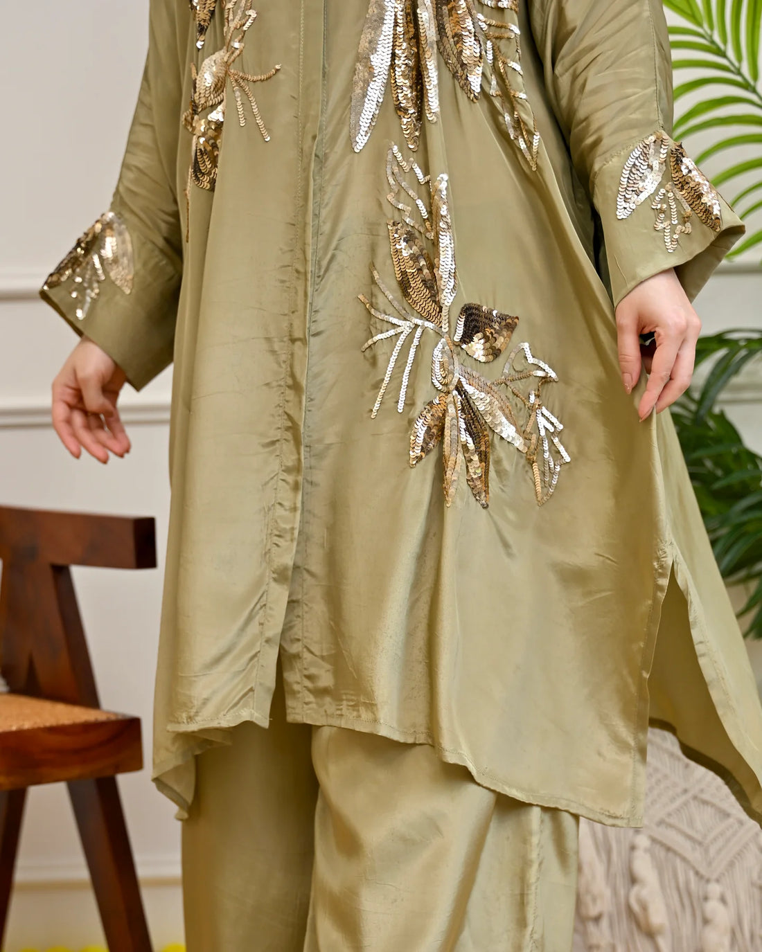 Kashvi Olive Embellished Co-ord Set