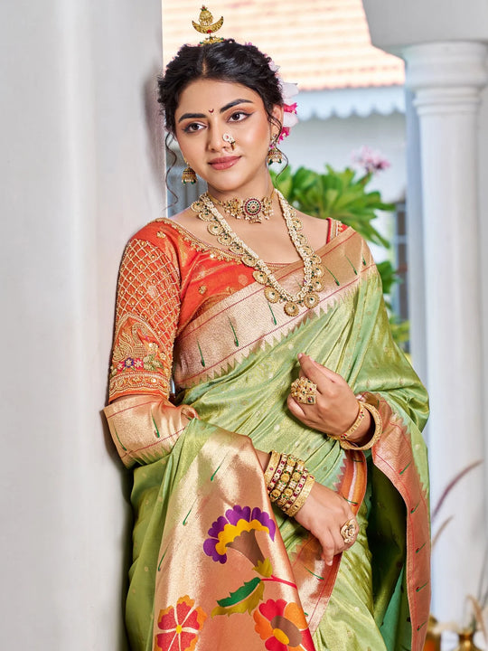 Turkish Muniya Paithani Tissue Zari Heritage Saree