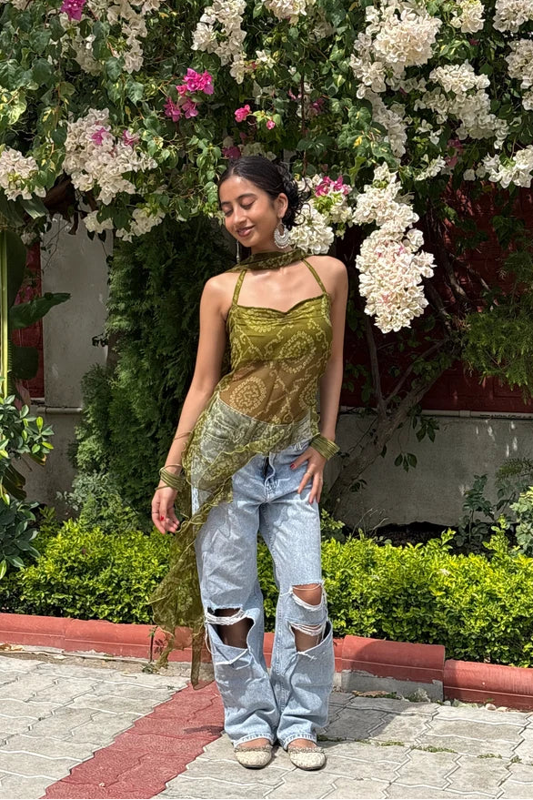 Noor Gulnaar Asymmetric Kurti Top