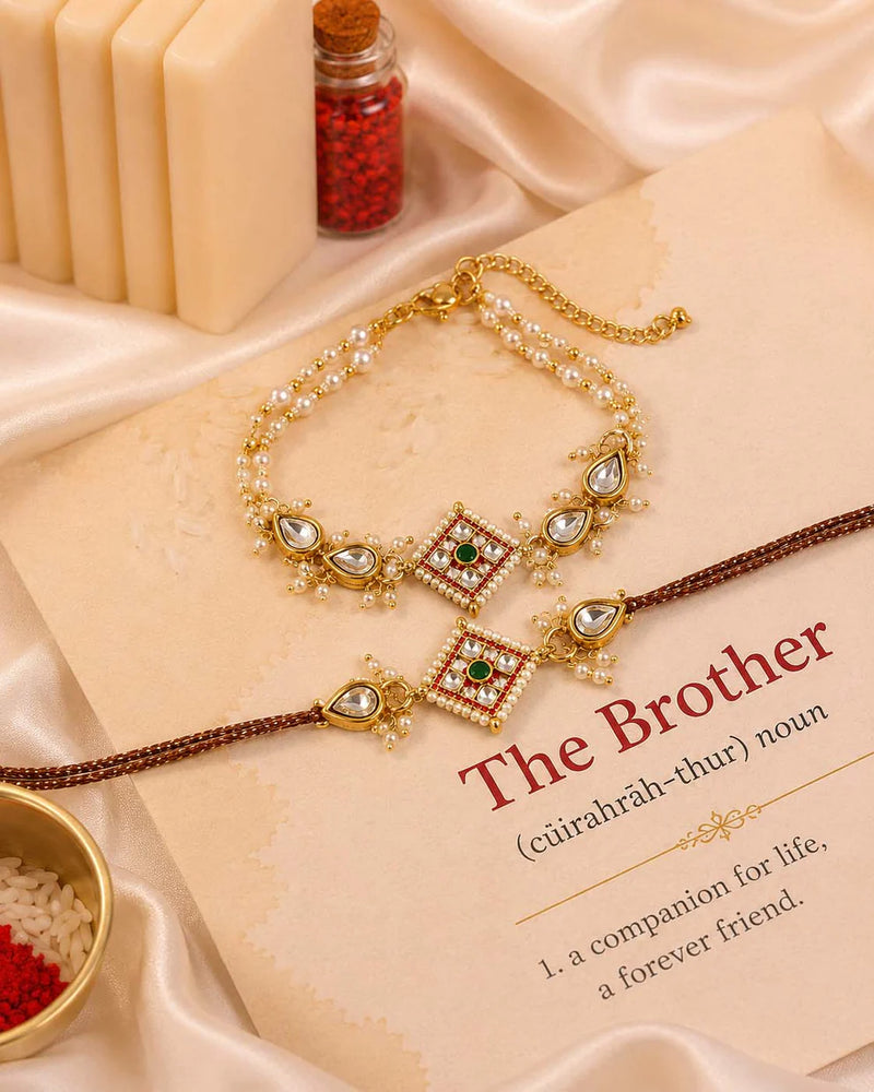 Raksha Bandhan Bhaiya Bhabhi Rakhi with Tilak Set