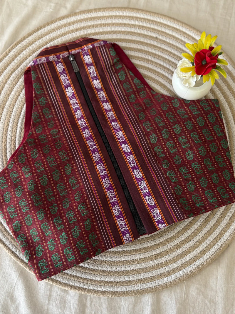 Ruhani Wine Halter Khun Blouse