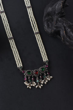 Tanmani Stone Oxidized Long Necklace