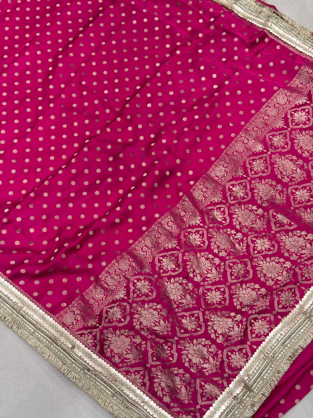 Maharani Noor Polka Satin Silk Saree