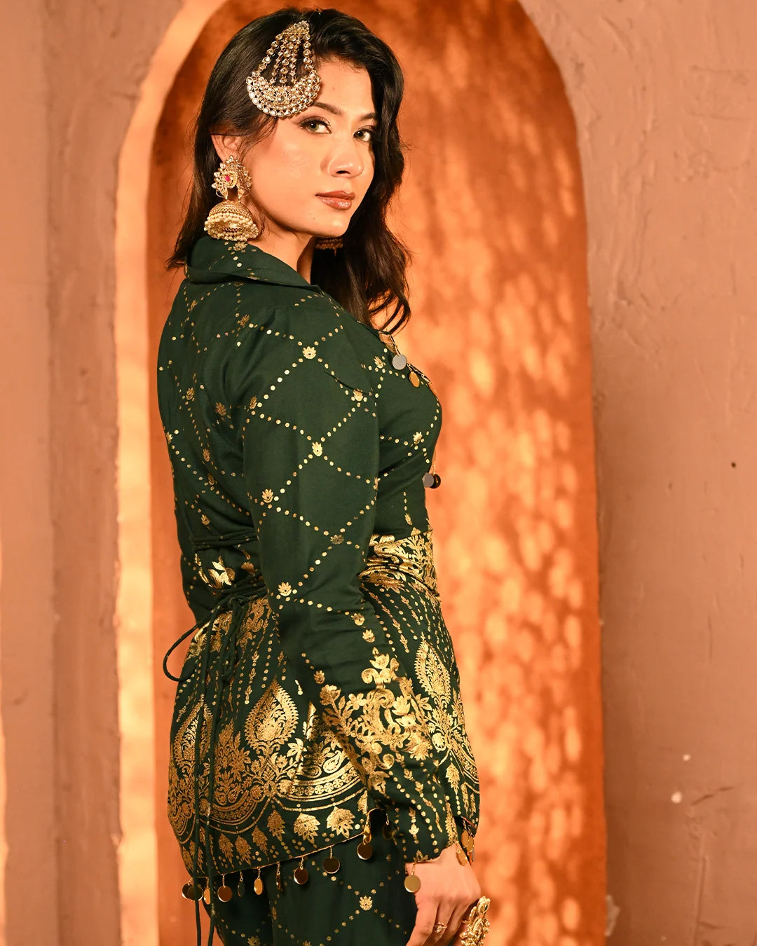 Copper Luxe Embroidered Blazer Co-Ord Set