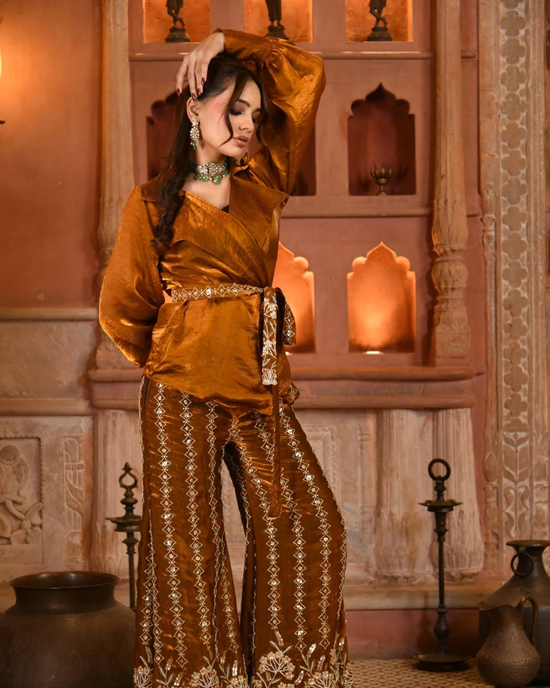 Noir Luxe Embroidered Silk Co-Ord Set