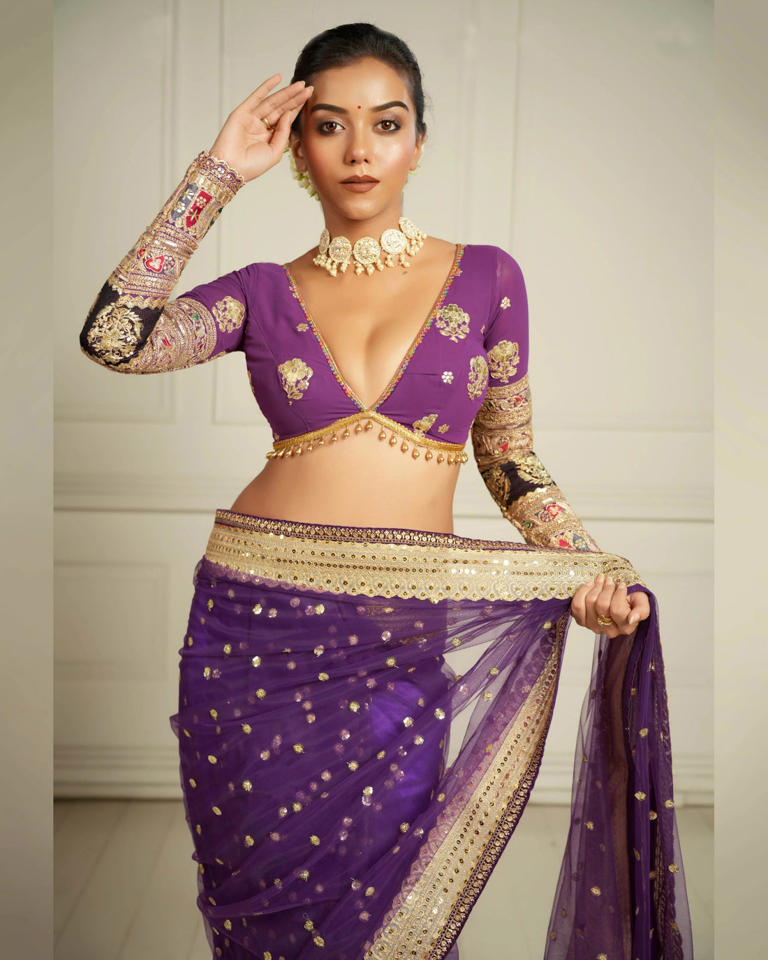 Luxury saree with orchid blouse