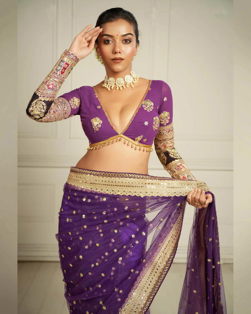 Luxury saree with orchid blouse