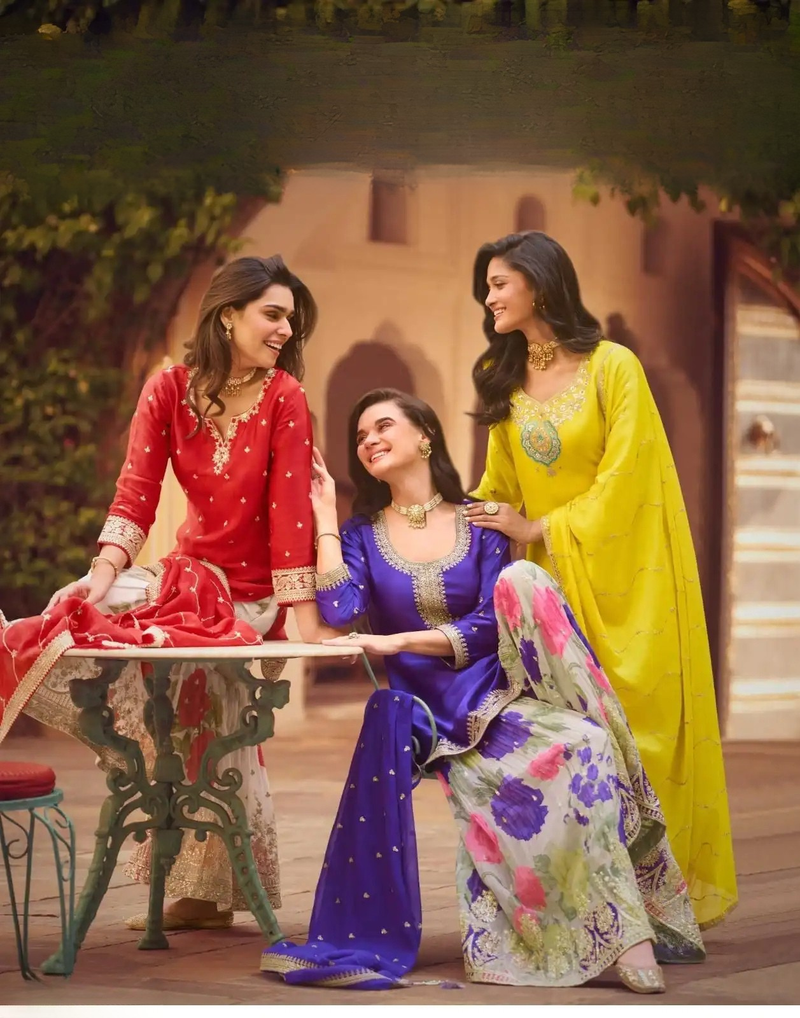 Chinnon Silk Embroidered Salwar Suit