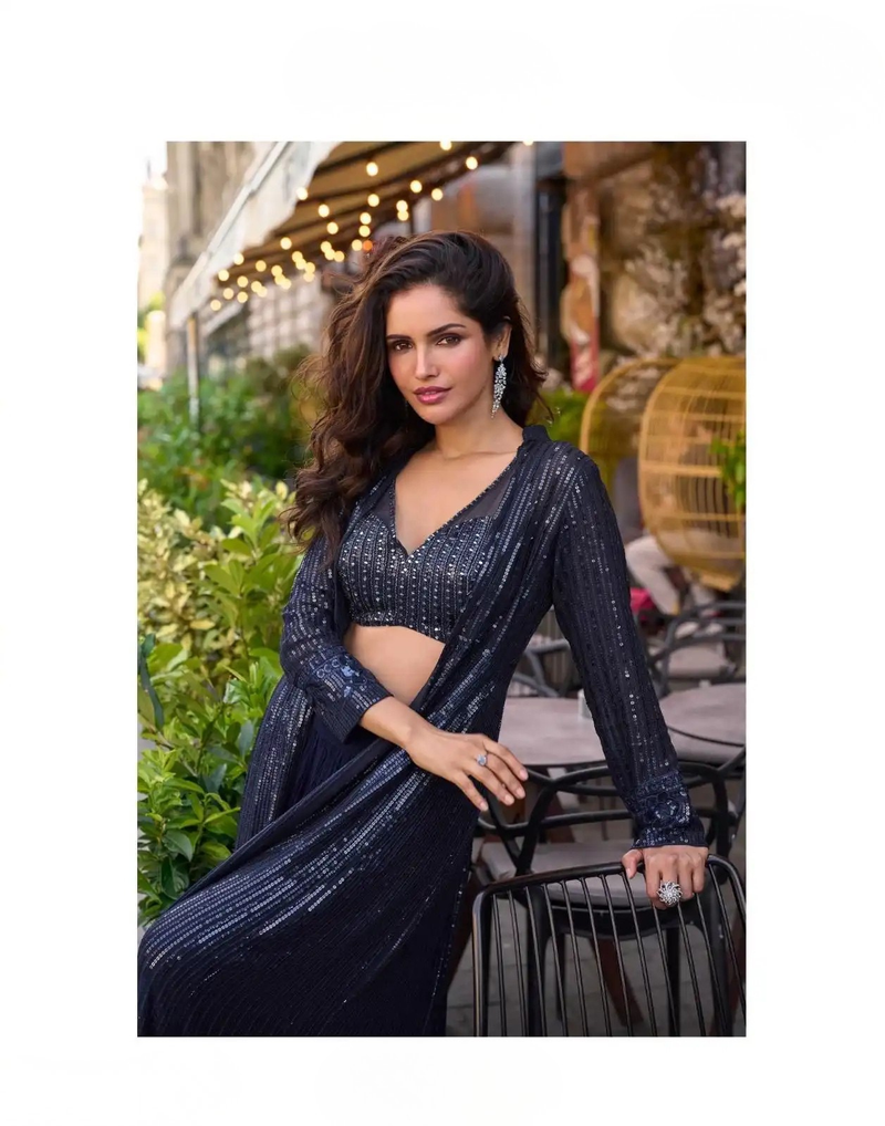 Georgette Embroidered Jacket Suit Set