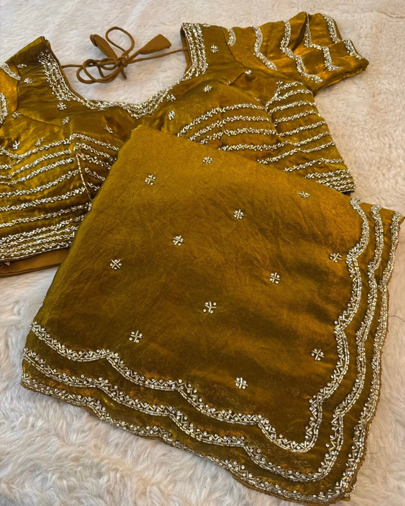 Garnet Red Fendy Silk Saree with blouse - By Reet Lifestyle