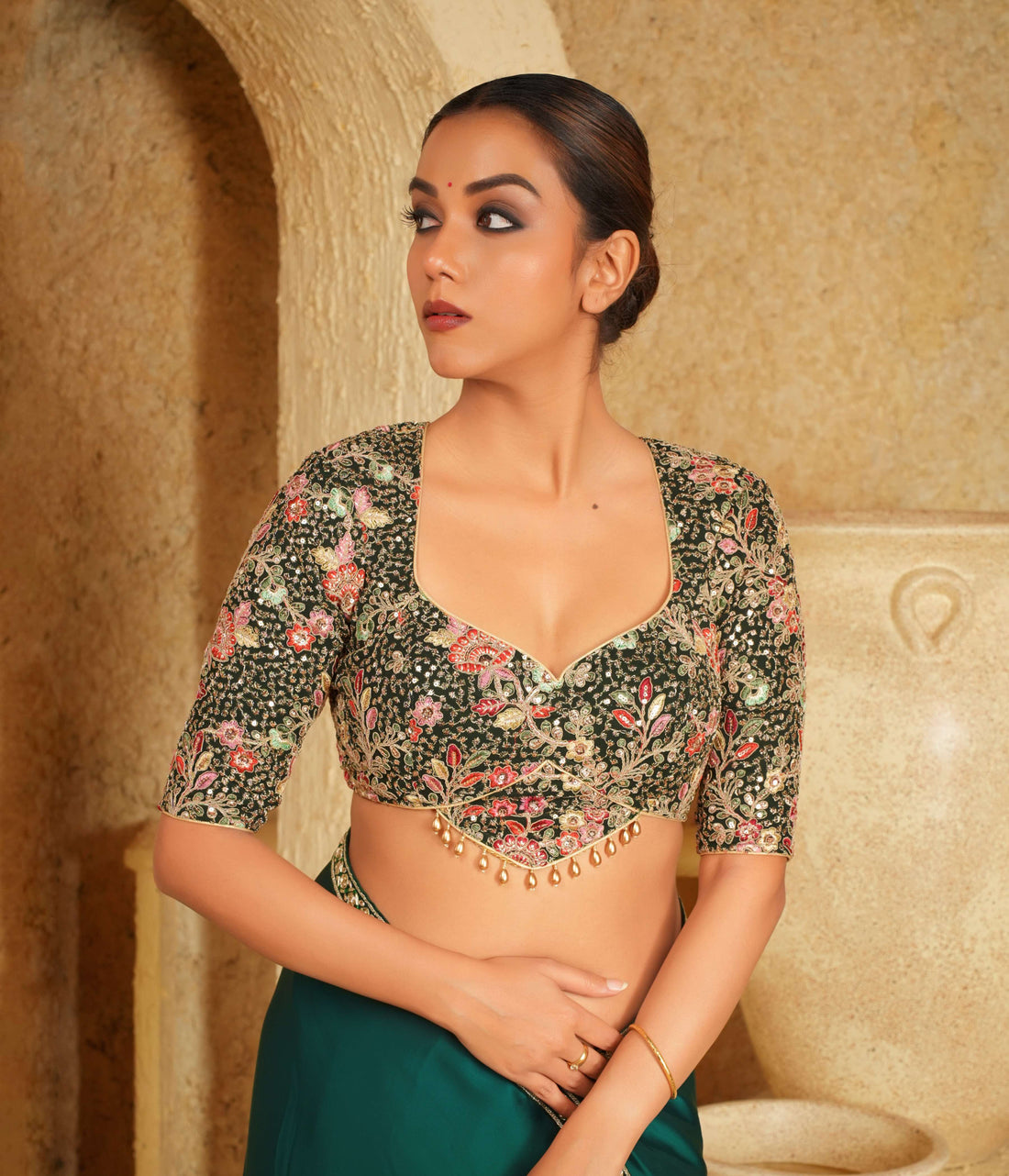 Traditional saree with modern touch