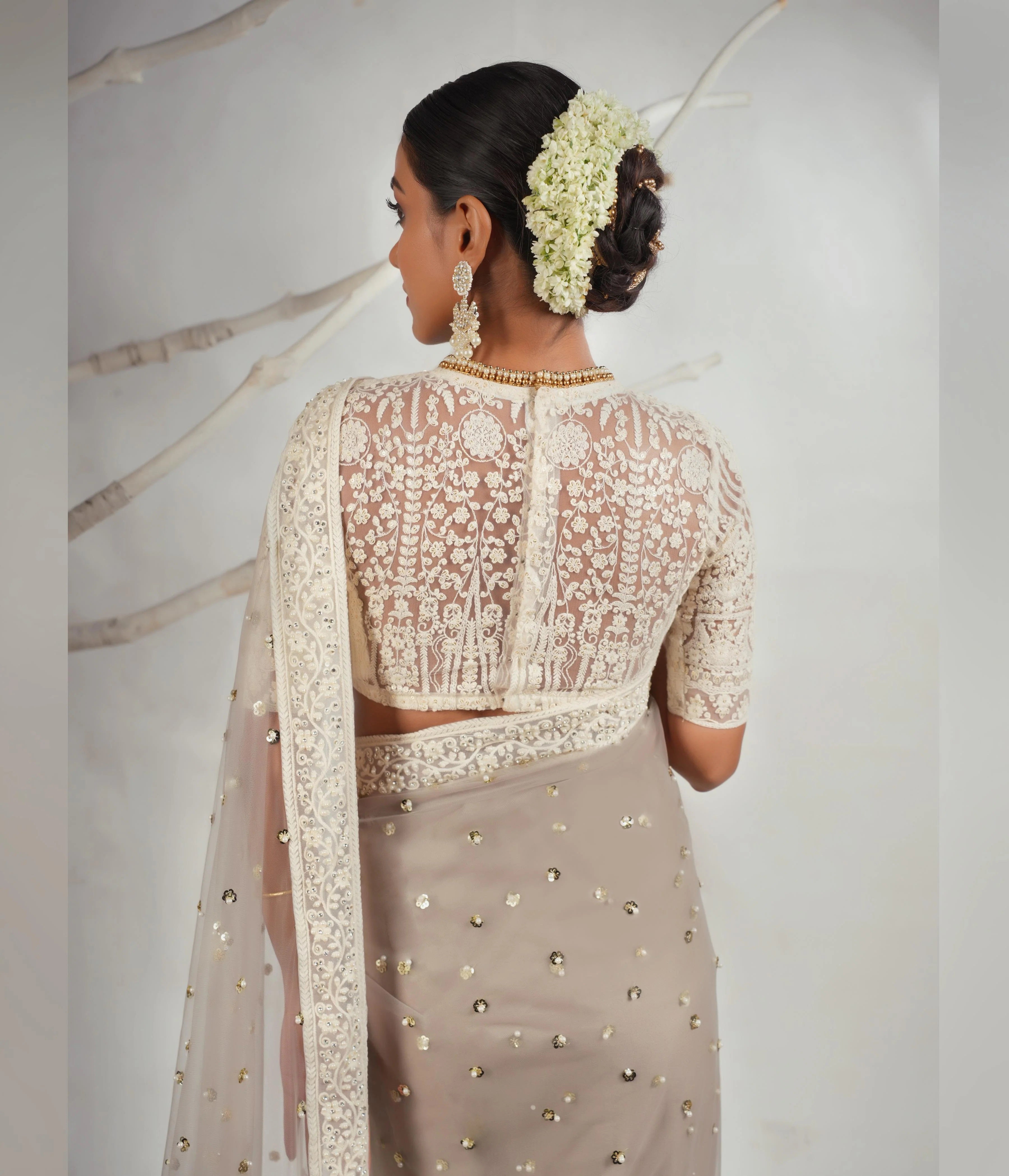 Embroidered net blouse