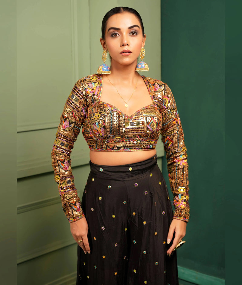 Thread and sequins palazzo