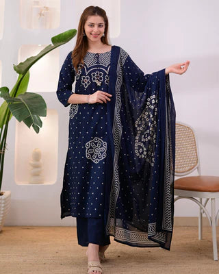 Deshi Lado Bandhej Kurta Pant Set with Dupatta