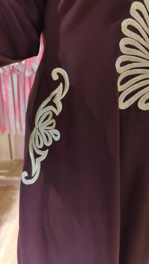 Deep Brown Premium Liva Cotton Embroidered Jumpsuit