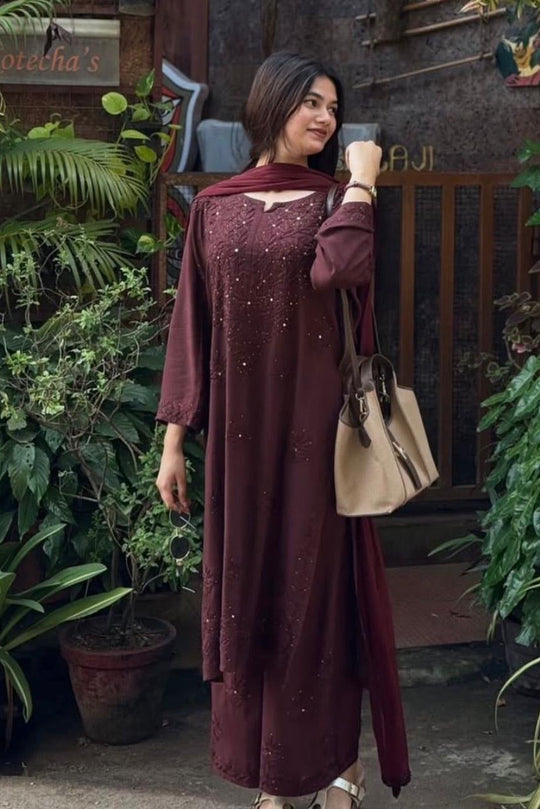 Noor Mocha Chikankari Kurta Set