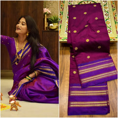 Narayanpeth Silk Saree with Stitched Blouse – Traditional Marathi Look