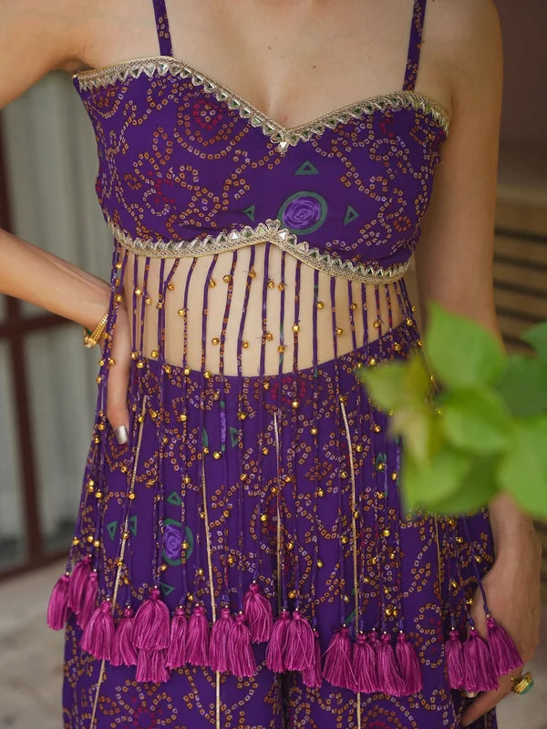 Jamuni Bandhej Tassel Palazzo Set