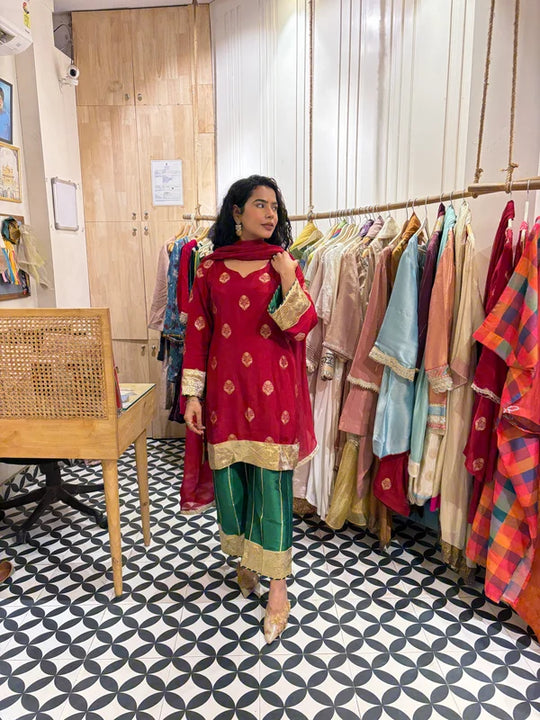 Gulnaar Panna Festive Suit Set