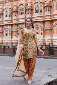 Beige Festive Farshi Salwar Set