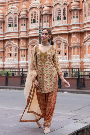 Beige Festive Farshi Salwar Set
