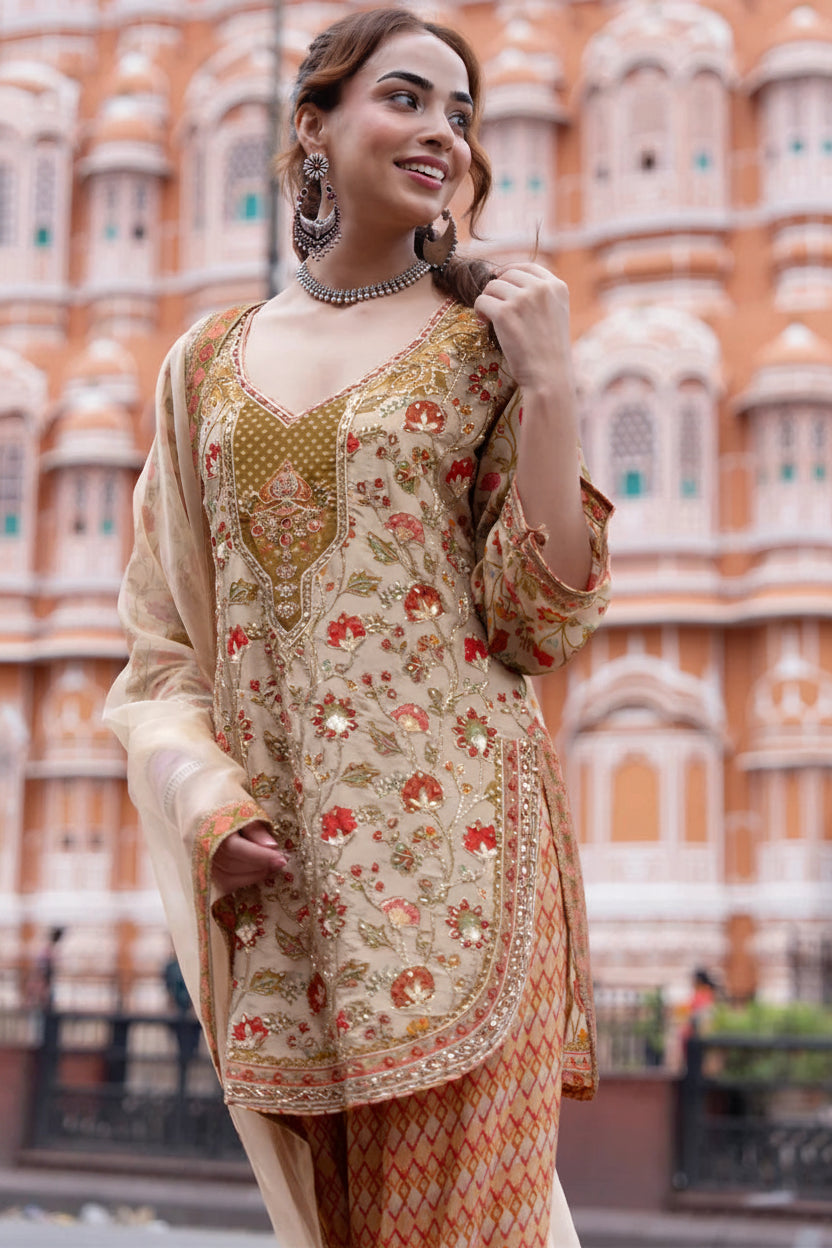 Beige Festive Farshi Salwar Set