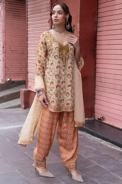 Beige Festive Farshi Salwar Set