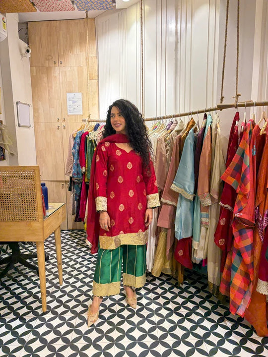 Gulnaar Panna Festive Suit Set