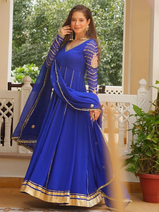 Neel Darbar Patch Anarkali Set
