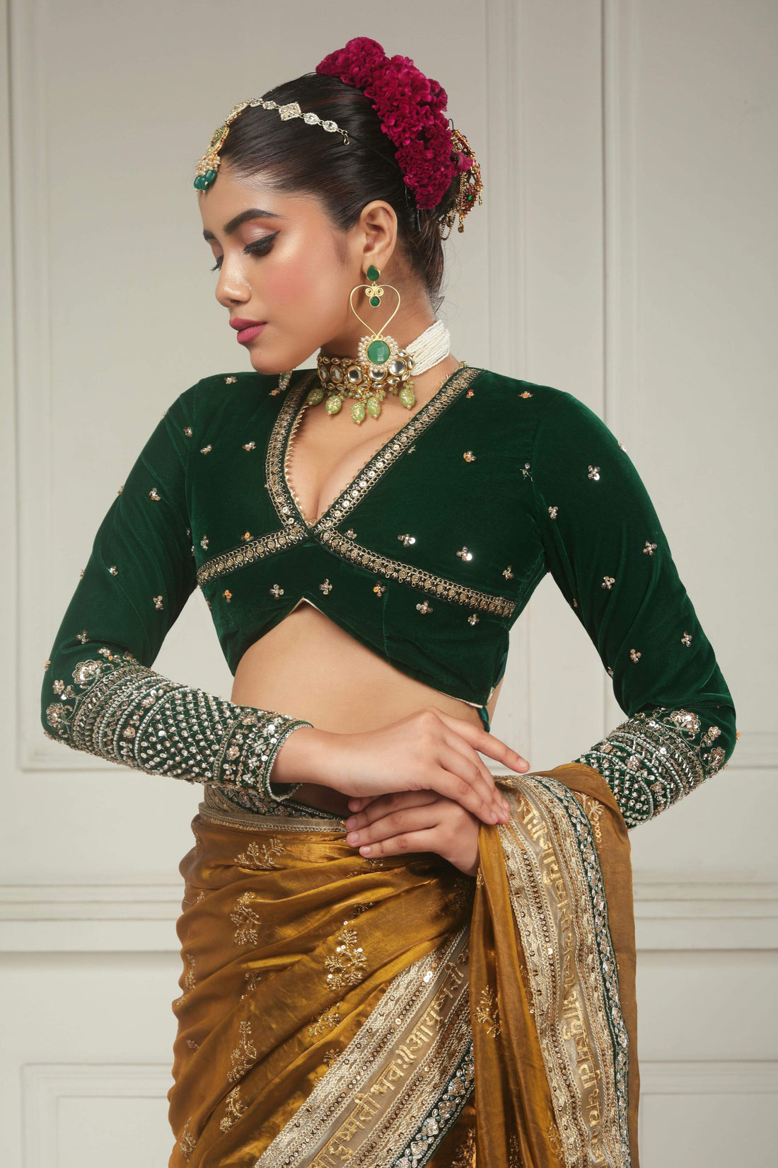 SUNEHARI SILHOUETTE SAREE WITH GARDEN GRANDEUR BLOUSE