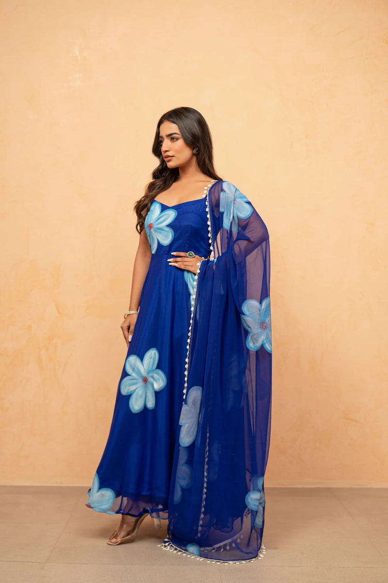 Bloom Canvas Handpainted Georgette Anarkali Suit Set
