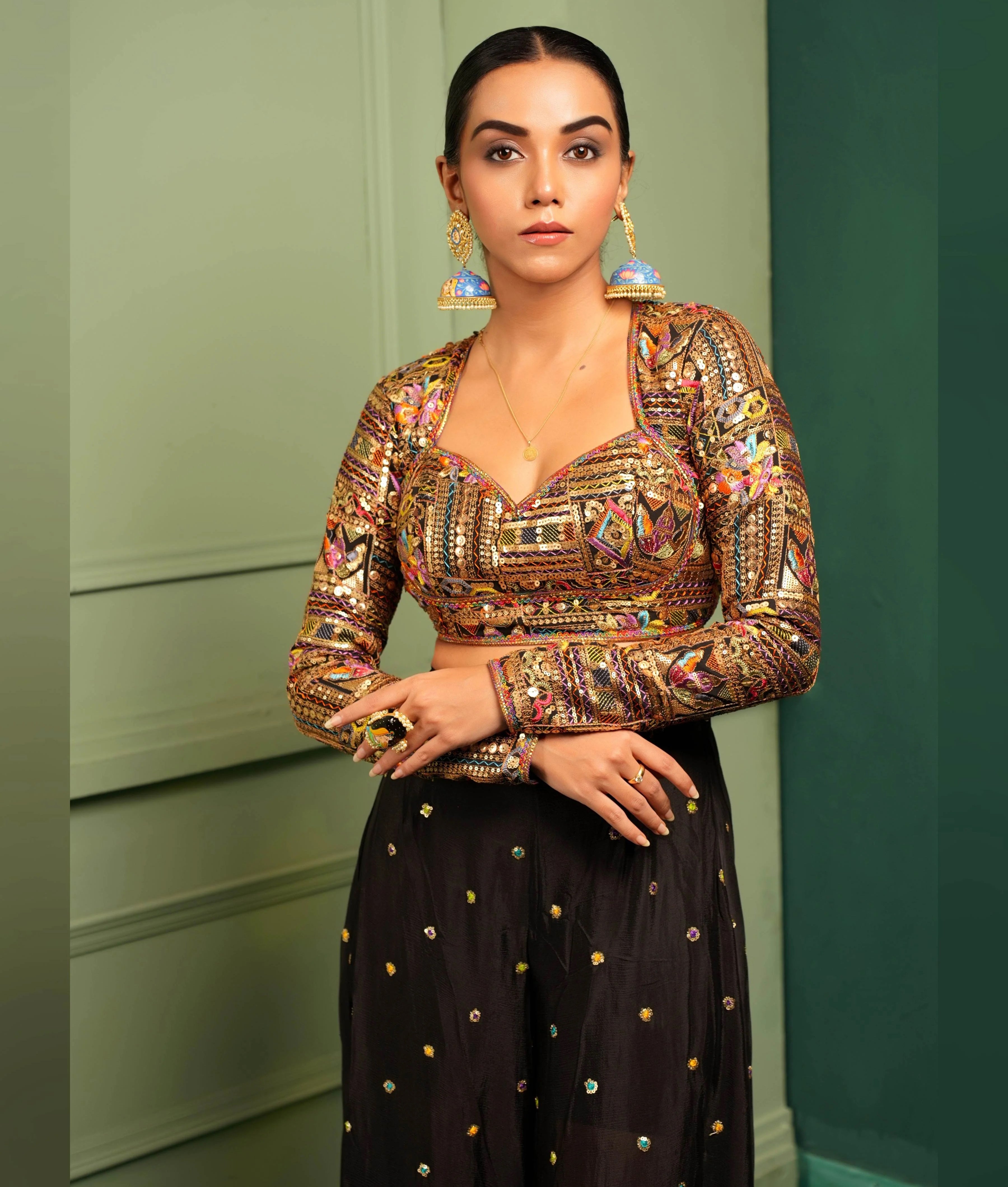 Evening wear palazzo and blouse set