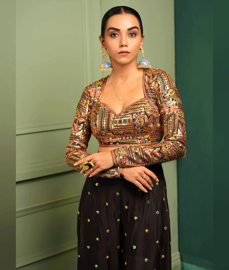 Evening wear palazzo and blouse set