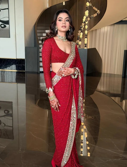 Crimson Maharani Luxe Embellished Saree