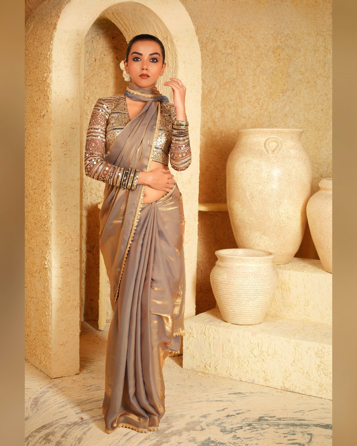 Golden Glint Net Sequin Blouse