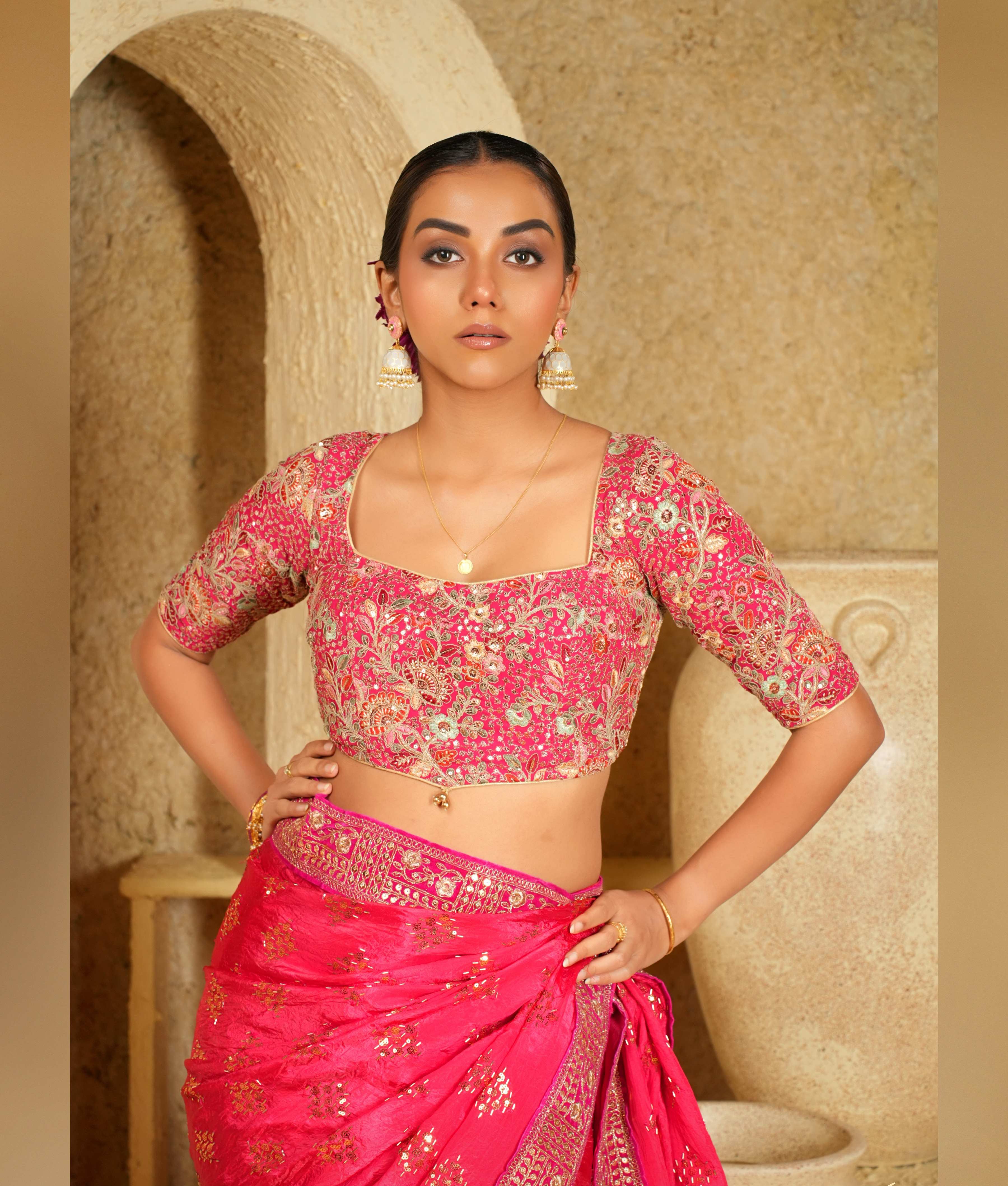 Dark pink georgette blouse