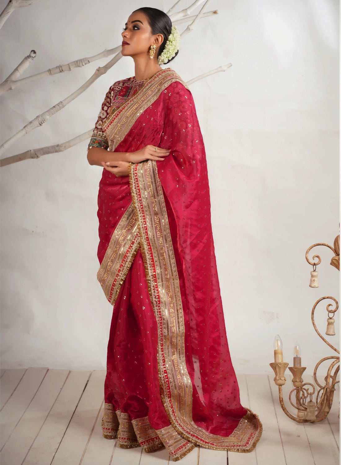 Viscose tissue organza saree