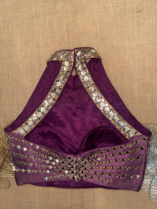 Mirror Work Halter Neck Designer Blouse