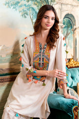 Off-White Muslin Embroidered Co-Ord Set