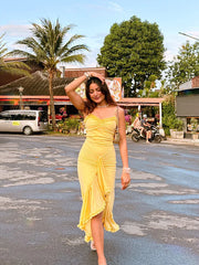 Golden Mesh Lycra Fit-Flare Gown