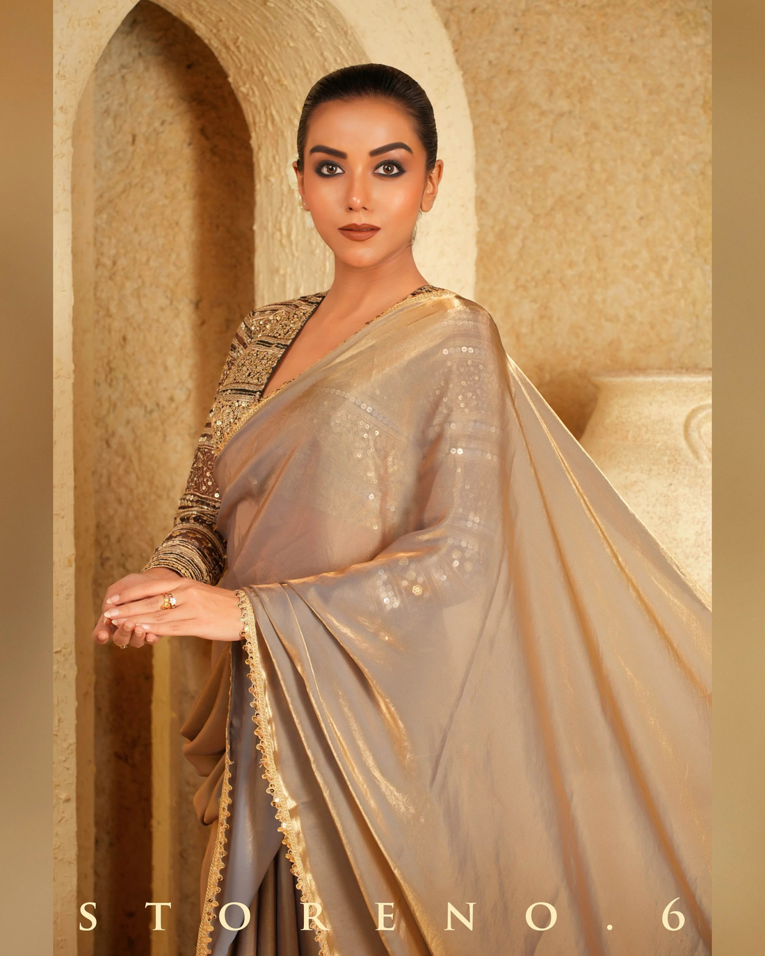 Golden Glint Net Sequin Blouse