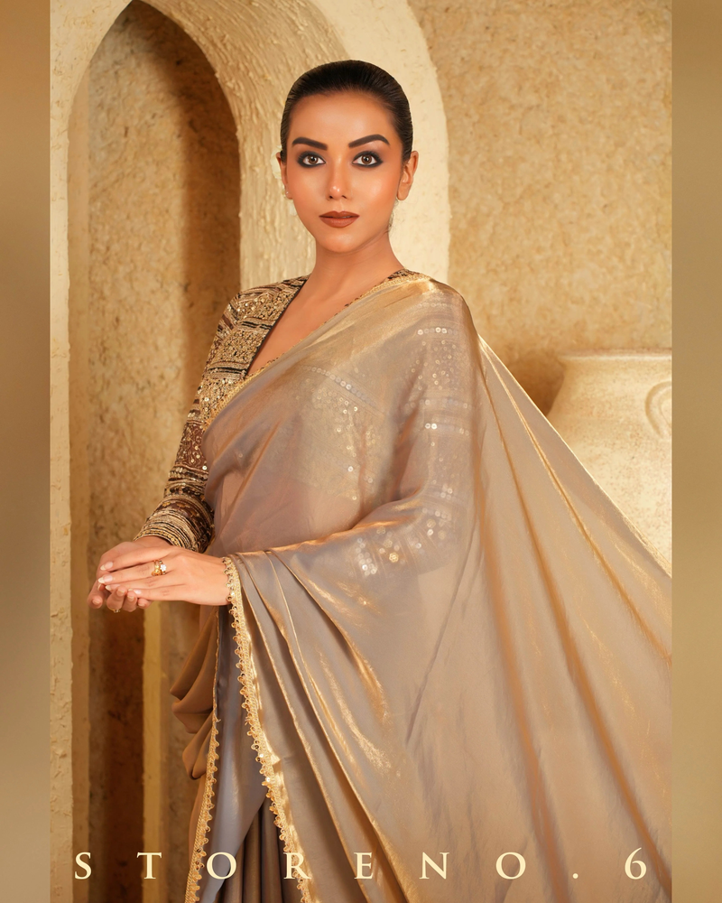 Golden Glint Net Sequin Blouse