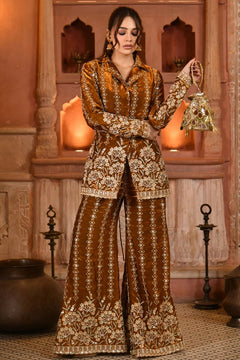 Copper Luxe Embroidered Blazer Co-Ord Set