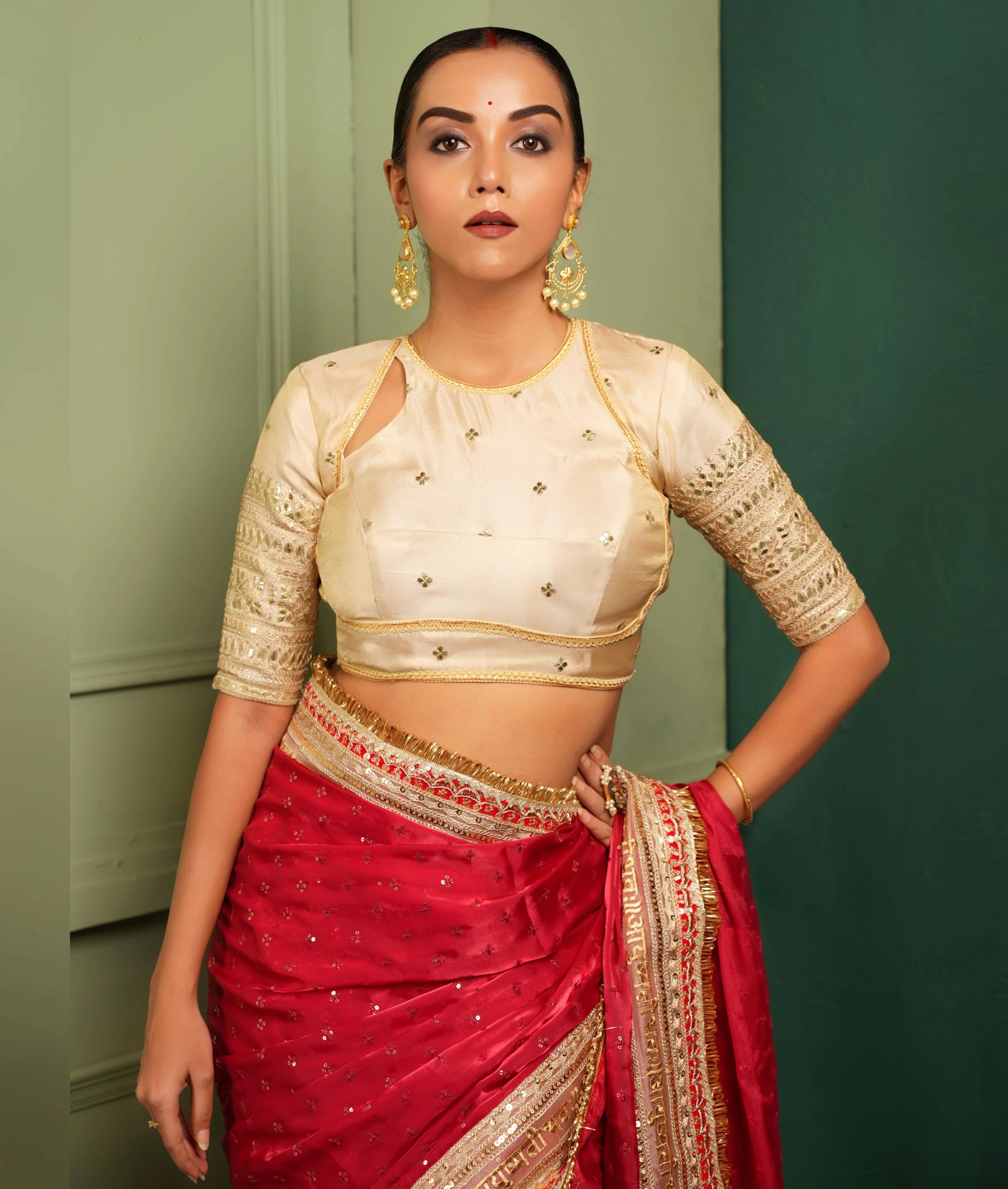 Luxury saree with champagne blouse