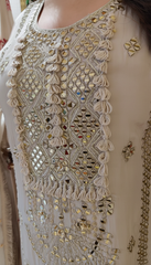 Champagne Grey Mirror Work Sharara Set