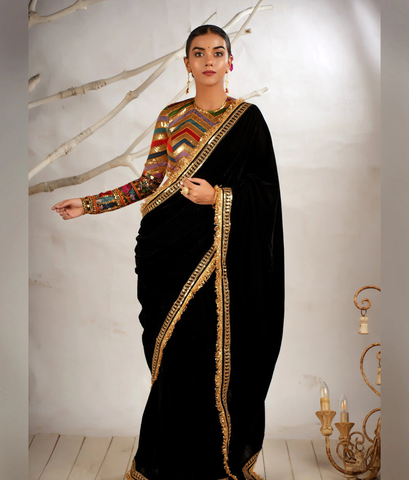 Zari and sequin work saree