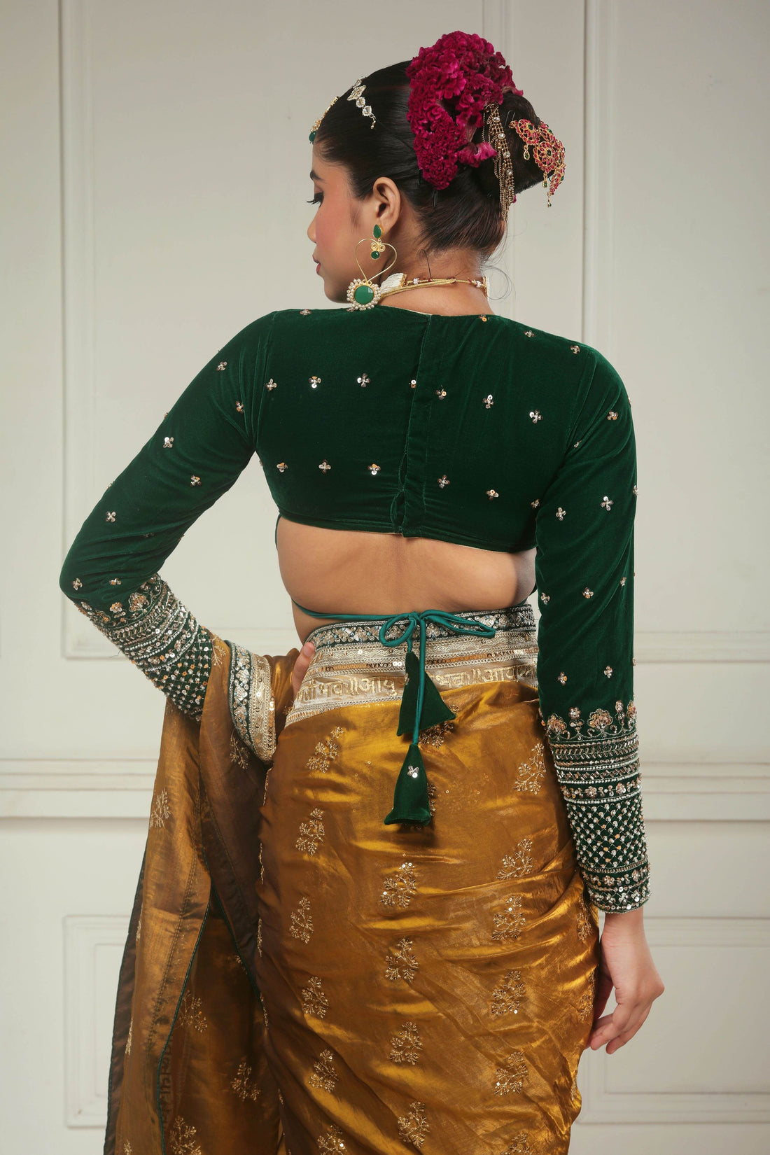 SUNEHARI SILHOUETTE SAREE WITH GARDEN GRANDEUR BLOUSE