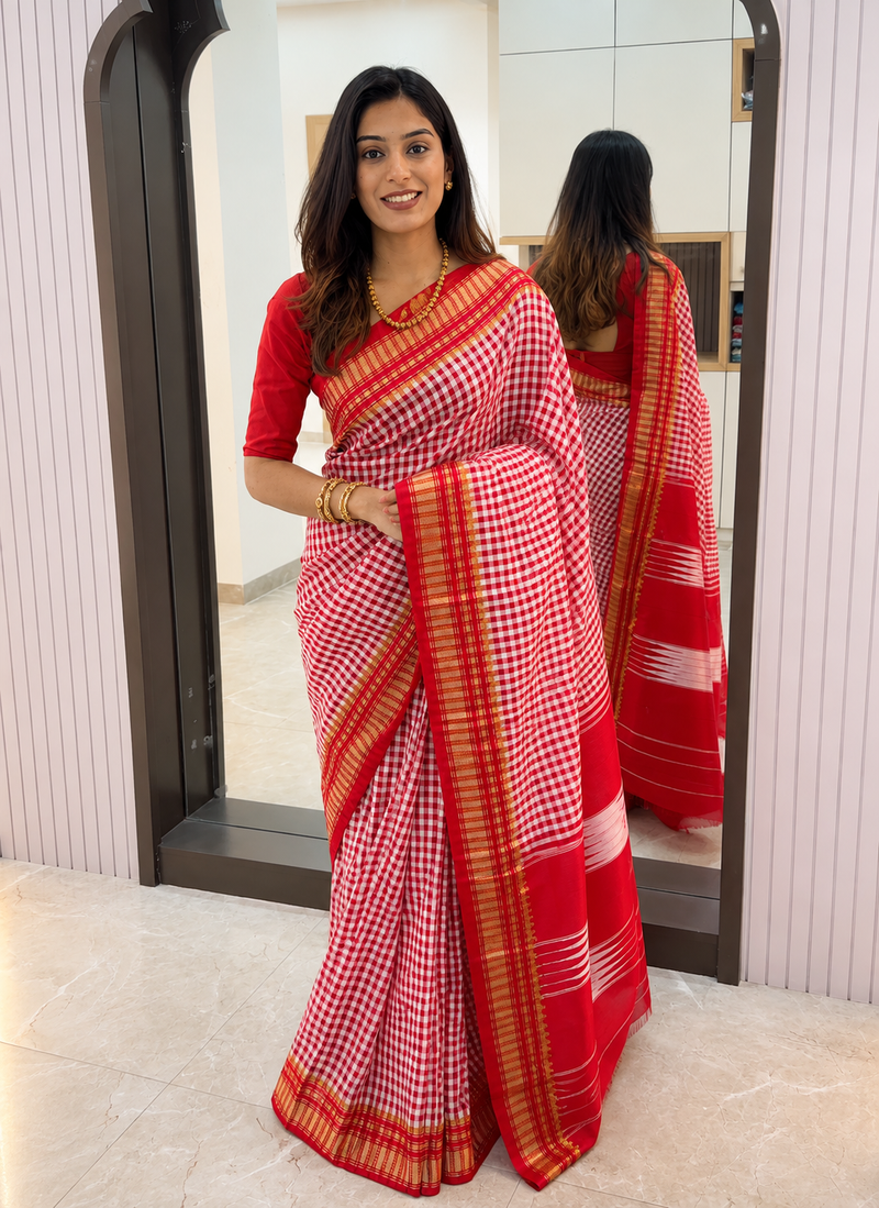 Dakshina Ikkal Zari Cotton Saree