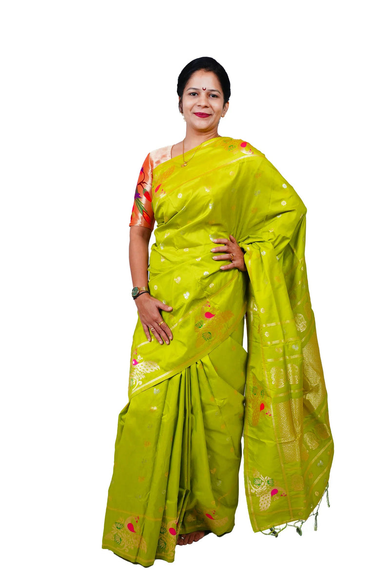 Pure Silk Paithani Saree with Peacock Zari